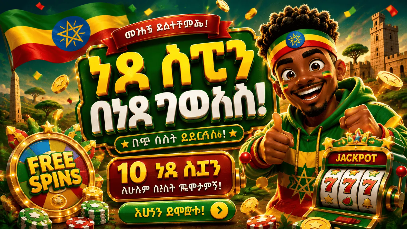 ነፃ ሽክርክሪቶች በኢትዮጵያ 2026፡ ነፃ ሽክርክሪቶች፣ የውርርድ መስፈርት እና የገንዘብ ማውጫ ገደቦች
